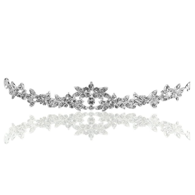 MasteelfCA Wedding Style Rhinestone Decor Bride Crown Hair Barrettes /Hairband /Hair Clip /Hair Loop (Sliver)
