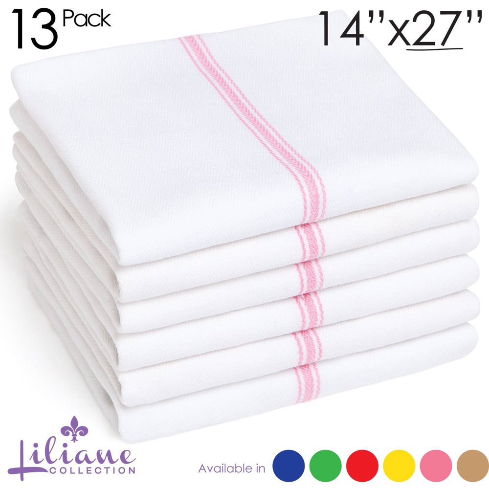 Liliane Collection Kitchen Towels (13pk), 14" x 27" White Dish Towels