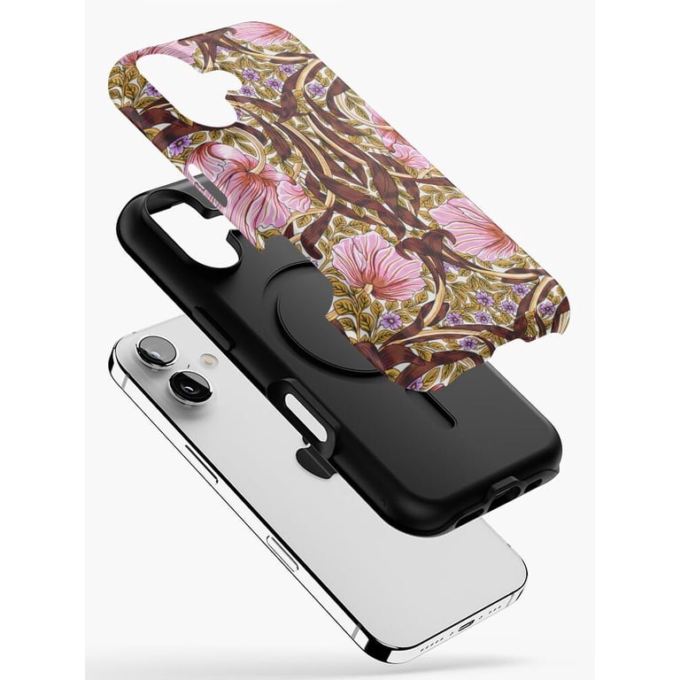Pink Floral Vine Tough Case for Apple iPhone, Dual-Layer Polycarbonate ...