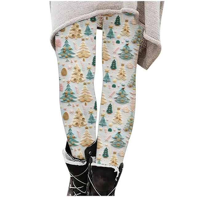 Pantalon de Pyjama de Noël pour Filles, Collants Doux Extensibles à Taille Haute avec Imprimés de Noël