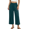thumbnail image 3 of Hesxuno Women Modal Pajama Pants Elastic Waist Solid Lounge Trousers Loose Fit Staight Wide Leg Summer Bottoms Casual Comfy Breathable Sleep Pant Green M, 3 of 7