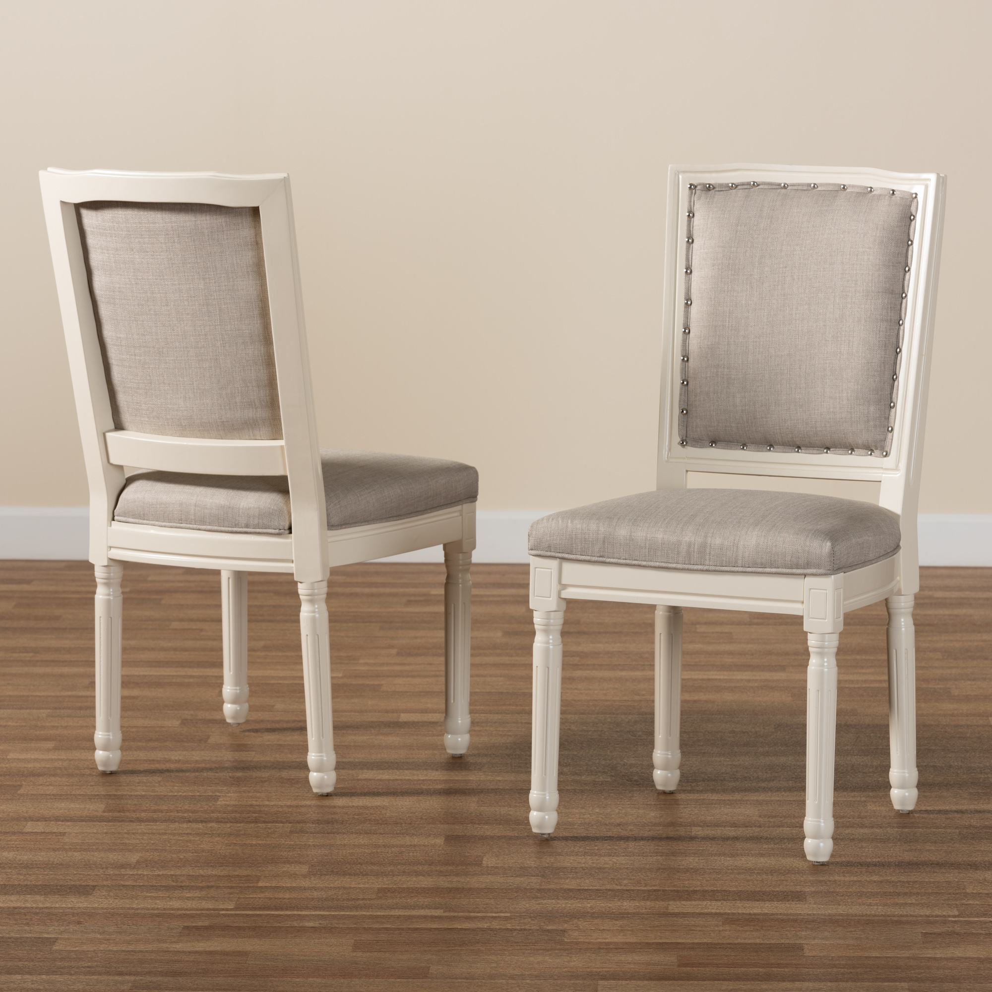 Baxton Studio Louane Dining Chair, Set of 2, Grey