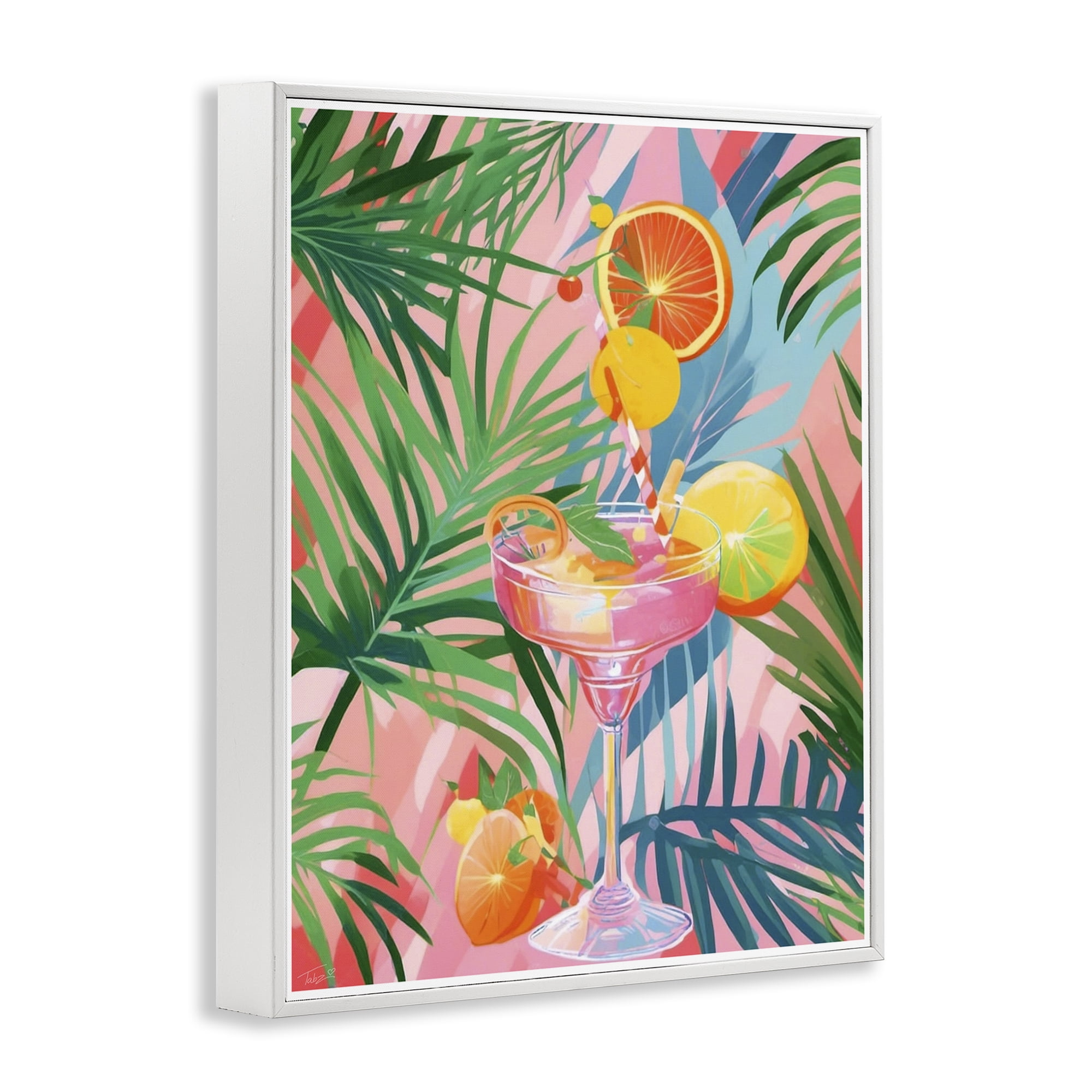 Stupell Industries Jungle Citrus Cocktail White Framed Giclee Art, design by Tabz Jones