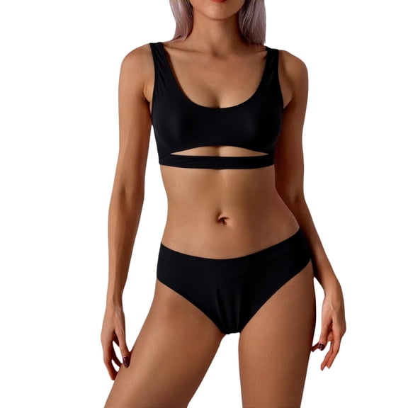 XIYON Womens Bikini Sets Women's High Waist Tankini Swimwear Set Summer Beach Two Piece Swimsuit With Matching Accessories Vintage Beachwear