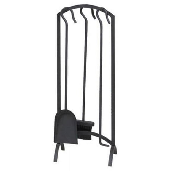 15959 Arch Top Black Fireplace Tool Set, 3 Panel Screen