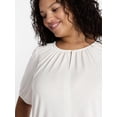 thumbnail image 4 of Terra & Sky Women's Plus Notch Neck Femme Puff Sleeve Top, Sizes 0X-5X, 4 of 5