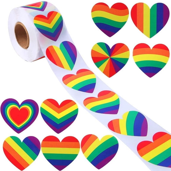 [Big Clear!]500 Stickers Colorful Heart Shape Sticker Self Adhesive Label Roll Wide Range Of Applications Home Supply