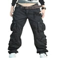 thumbnail image 1 of Women‘s Solid Color Cargo Pants  Casual Mid Waist Wide Leg Combat Pants with Pockets, 1 of 6