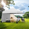 thumbnail image 4 of Gymax 14 X 9.2 FT Pop up Canopy Tent w/ 2 Convertible Sidewalls to Awning & Stakes White, 4 of 10