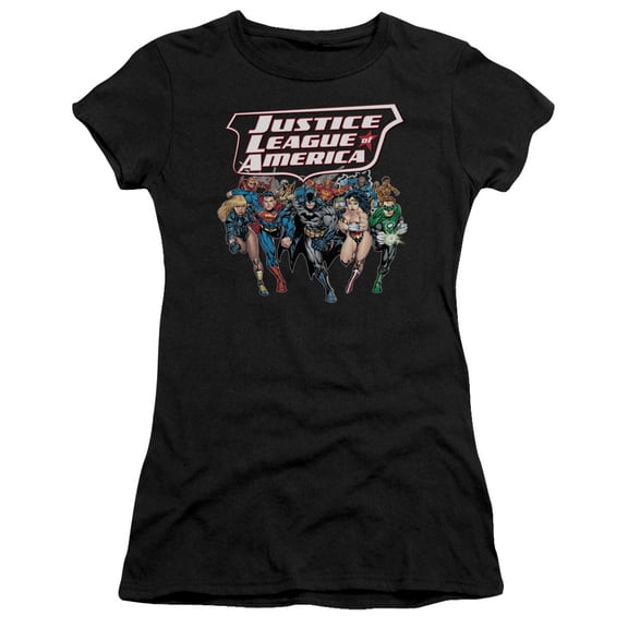 Jla - Charging Justice - Juniors Teen Girls Cap Sleeve Shirt - Medium