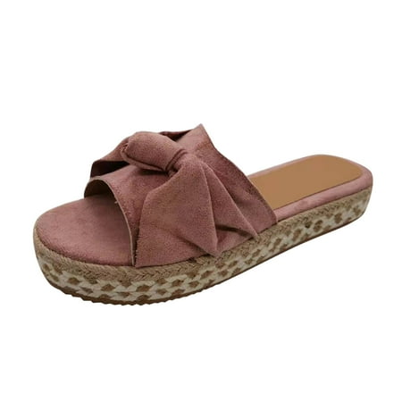 

Miarhb Women Shoes Women s Fashion Bowknot Large Size Platform Wedge Sandals And Slippers