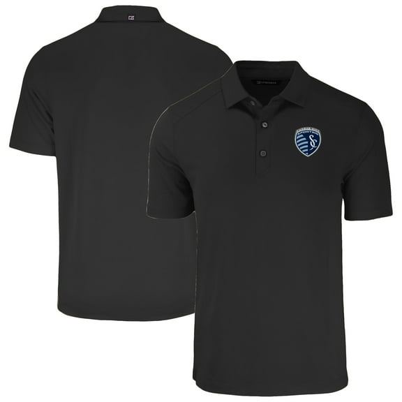 Men's-Cutter & Buck  Black Sporting Kansas City Forge Eco Stretch Recycled Polo