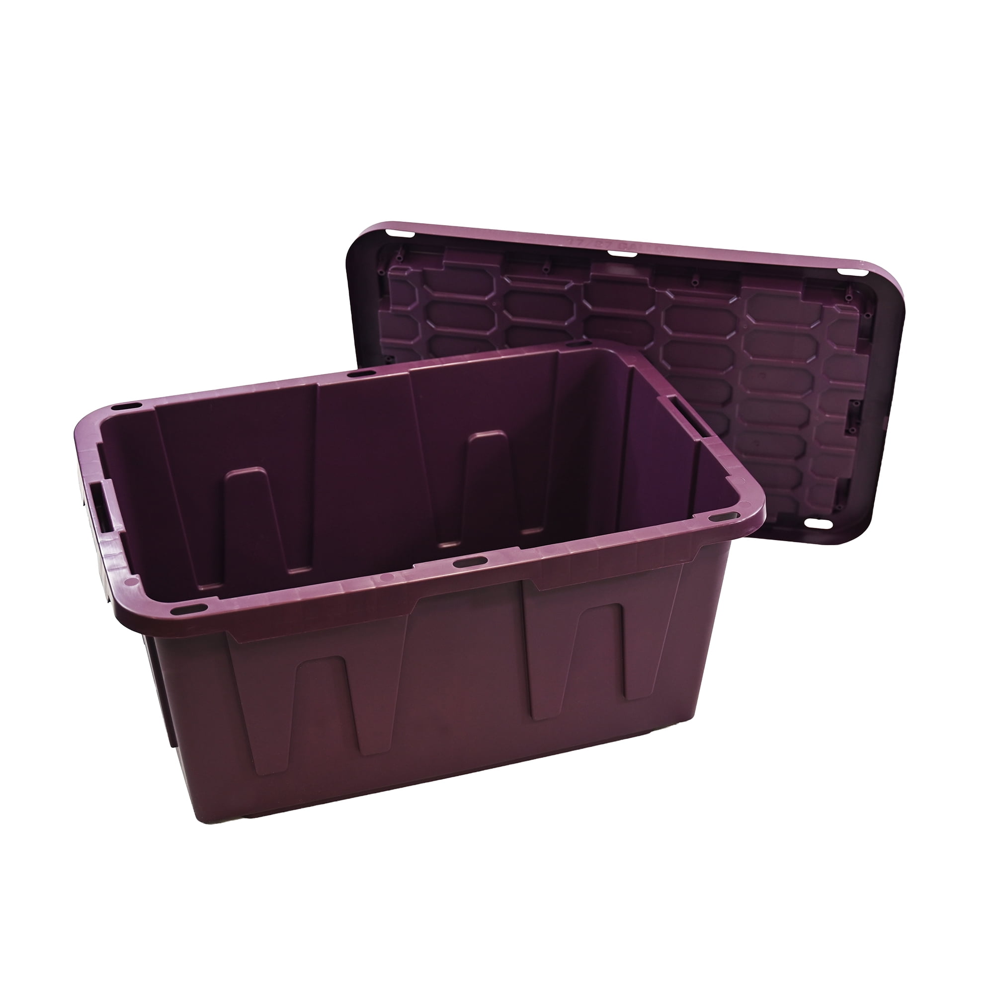 Sort & Style 27 Gallon Large Storage Bin with Snap Lid, Italian Plum Purple, 4 Pack, Heavy Duty Plastic Storage Container