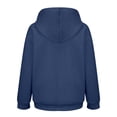 thumbnail image 5 of Women's Solid Color Pullover Hoodie with Drawstring and Side Pockets, French Terry Casual Streetwear Sweatshirt for Lounge Comfort, Daily Wear and Outdoor Activities Navy S, 5 of 9