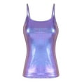 thumbnail image 3 of Zaldita Women's Shiny Patent Leather Camisole Shirt Wet Look Tank Tops Metallic Vest Rave Party Colorful S, 3 of 7