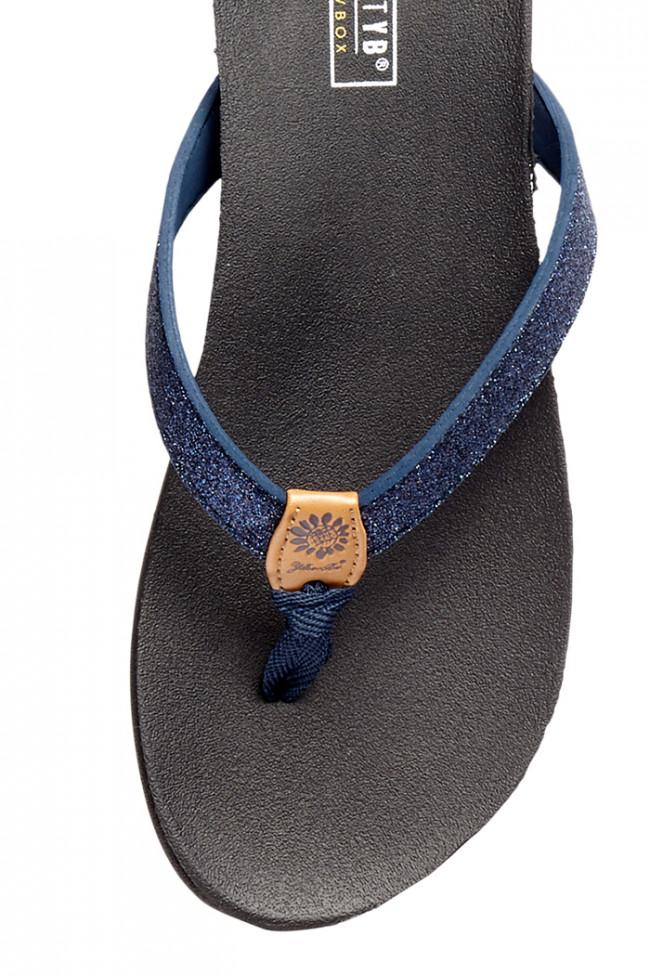 yellow box navy sandals