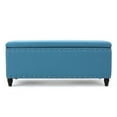 thumbnail image 2 of Modern Fabric Storage Ottoman, Folding Ottoman Storage Bench, 18.25"D x 42.00"W x 18.25"H, Teal, for Bedroom, 2 of 12