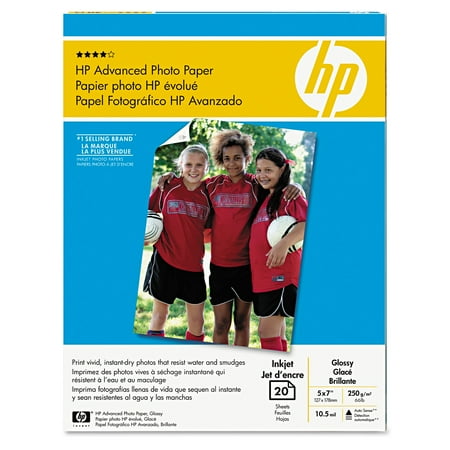 HP Advanced Photo Paper, 56 lbs., Glossy, 5 x 7, 20 Sheets/Pack
