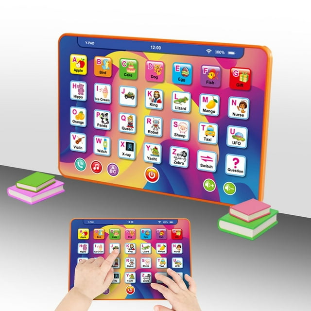 Tableta para niños, almohadilla de aprendizaje para niños, enseñanza del alfabeto, números, matemáticas, desarrollo temprano, juguete electrónico interactivo, regalos de Navidad, juguetes para niños
