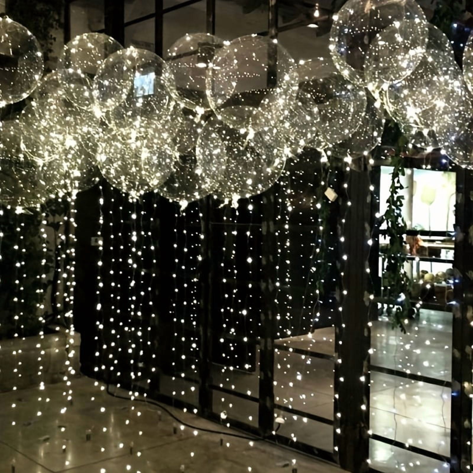 LED String Lights with 20 Bobo Balloons, 20in Transparent Balloons for Birthday Wedding Christmas Party Decor, Battery Powered