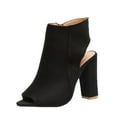 thumbnail image 2 of CQONEPT Cutout Booties for Women Dressy Booties Peep Toe Heels Chunky Heel Sandals Summer Buckle Strap Party Sexy Pump Shoes Open toe Shoes Size 8.5 Black, 2 of 6