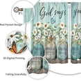 thumbnail image 3 of Farmhouse Floral Kitchen Curtains Teal Daisy Rustic Vintage Flower Inspirational Small Short Cafe Window Curtains Wooden Country Quotes Bathroom Tier Window Treatment Drapes Fabric 2 Panels 26x36 Inch, 3 of 6