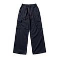 thumbnail image 3 of LVHAOGJOB Cargo Pants for Women Wide Leg with Pockets Pants Athletic Straight Leg Elastic Waist Drawstrings Juniors Trousers, 3 of 4
