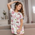 thumbnail image 3 of Uemuo Cow And Pig Pattern Women’s Nightdress – Casual Sleep Shirt, Soft Relaxed Fit Short-Sleeved Cotton Sleepwear for Home, Bedtime, and Lounging, 3 of 6