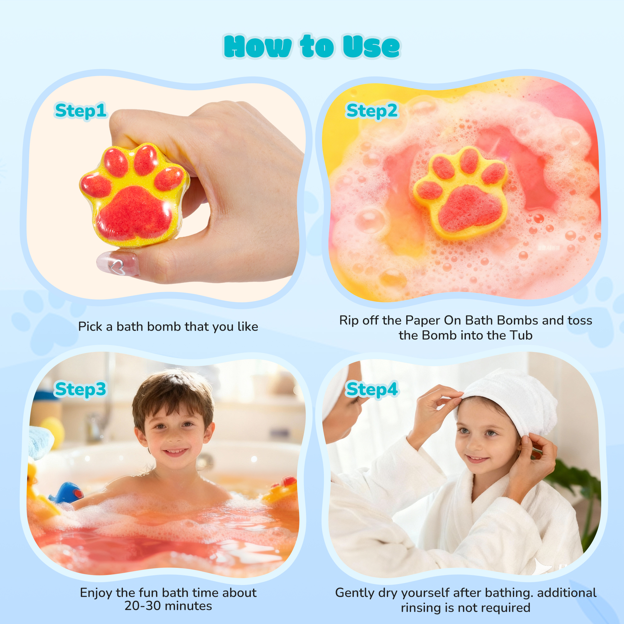 Bath Bomb Gift Set, 32 Pcs Natural Organic Cat Paw Bath Bombs with Rich Fizz,Shea & Coco Butter Dry Skin Moisturize,SPA Relaxing Gifts for Women & Men, Girls, Wife, Birthday