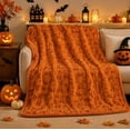 thumbnail image 6 of Halloween Throw Blanket with Cute Spooky Embroidery, Cozy Soft Warm Fall Throw for Couch Bedroom Living Room, Ideal Gift Home Decorative Accent(51.2"*70.8",Pumpkin), 6 of 8