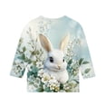 thumbnail image 5 of Blusas y camisas de manga larga con cuello redondo para niños con estampado de día de Pascua, manga 3/4/cuello redondo tres cuartos, camisa inferior y superior para niños, parte superior de poliéster, 5 of 5