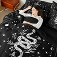 thumbnail image 5 of Manfei Cartoon Boho Snake Twin Bedding Sets 7-Piece for Teen, Vintage Mystic Galaxy Bedding Comforter Set, Tribal Animal Reversible Sheet Sets, Breathable Home Decor, 5 of 8