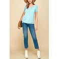 thumbnail image 5 of Made by Johnny Women's Scoop Neck Short Sleeve Pleated Front Blouse Tunic Top L AQUA, 5 of 6