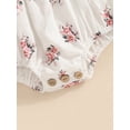 thumbnail image 7 of Baby Girls Floral Print Puff Rompers Long Sleeve Round Neck Ruched One-Piece Romper Playsuit with Headband, 7 of 7