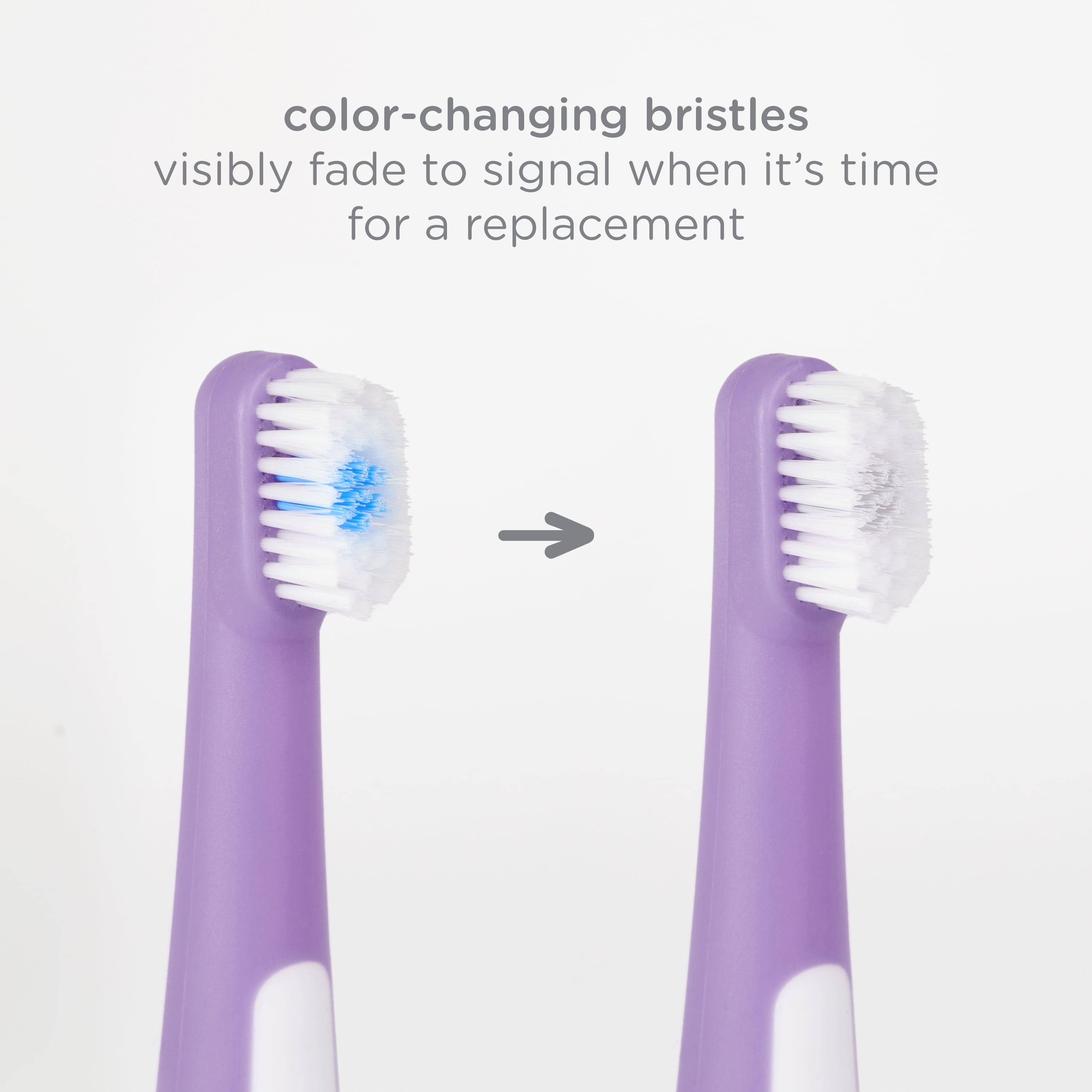 Ubbi Toddler Training Toothbrush Set, Soft Bristled & Gentle Manual Toothbrushes for Baby, Smoothie Purple & Zest Green