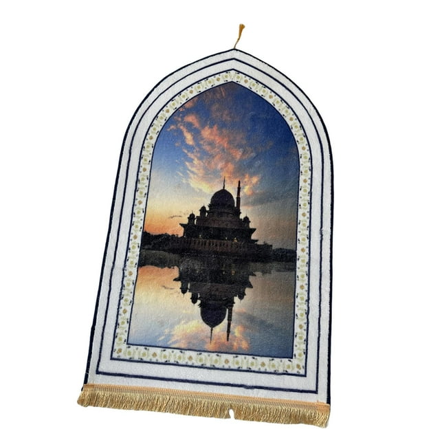 yuksok Tapis de Prière avec Pompon Tapis Tapis de Zone 70cmx110cm Portable de Collection pour Café A