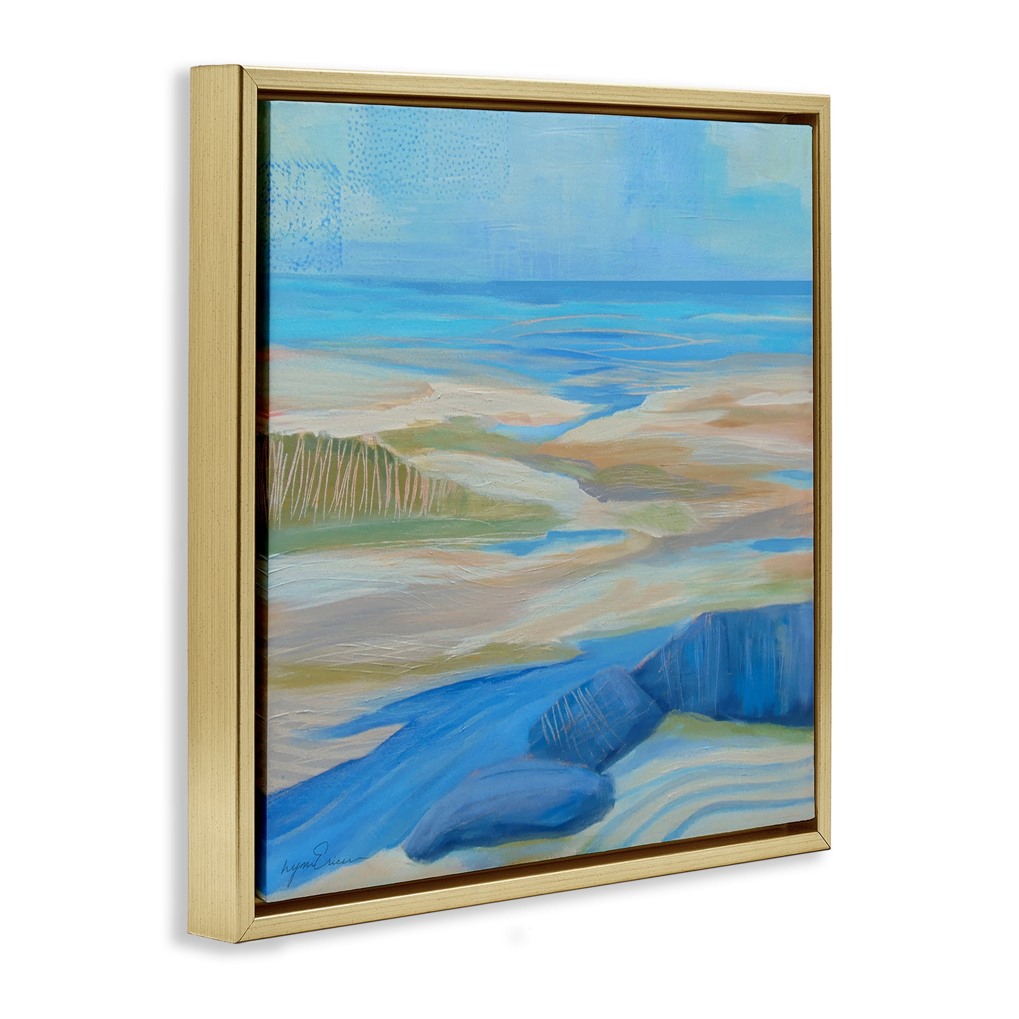 Stupell Industries Low Tide Azure Dunes Gold Framed Floater Canvas Wall Art, design by Lynn Ericson Fine Art
