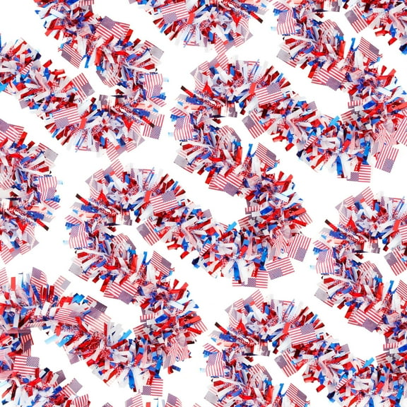 Blue decorations, Patriotic decorations, Red Party decorations, Outdoor Yard decor, 4Th of July decor, Tinsel Garland, 79 in, Us Flag Print