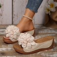 thumbnail image 2 of Women's Sandals Womens Wedge Sandals Womens Wedge Sandals 2026 Women Comfortable Low Walking Sandals for Beach Flower Slippers for Women Summer Dressy Flat Open Toe Casual Outdoor Shoes Beige 5.5, 2 of 7