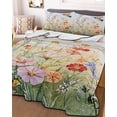 thumbnail image 3 of Quilts Twin XL Size, Spring Floral Soft Comforter Bedding Set for Bed, Hummingbird Summer Botanical Watercolor Lightweight Quilted Bedspread with Pillow Cover(2 Pieces) for All Season, 68x98 Inch, 3 of 6