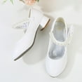 thumbnail image 4 of Splozh Girl Mary Jane Shoes Low Heel Rhinestones Princess Flats Dress Pump Shoes for Little Kid,White 13.5, 4 of 6