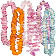 Rinco Hawaiian Luau Summer Party Two Tone Hula Girl 38" L Polyester Fabric Leis, 12 CT, Assorted
