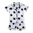 thumbnail image 5 of Zshosam Pjs Girls Girls Boys Satin Pajamas Set Cute Short Sleeve Button down Printed Sleepwear Shorts 2 Pcs Summer Pj Sets Size 12 18 Months,(White 12-18 Months), 5 of 5