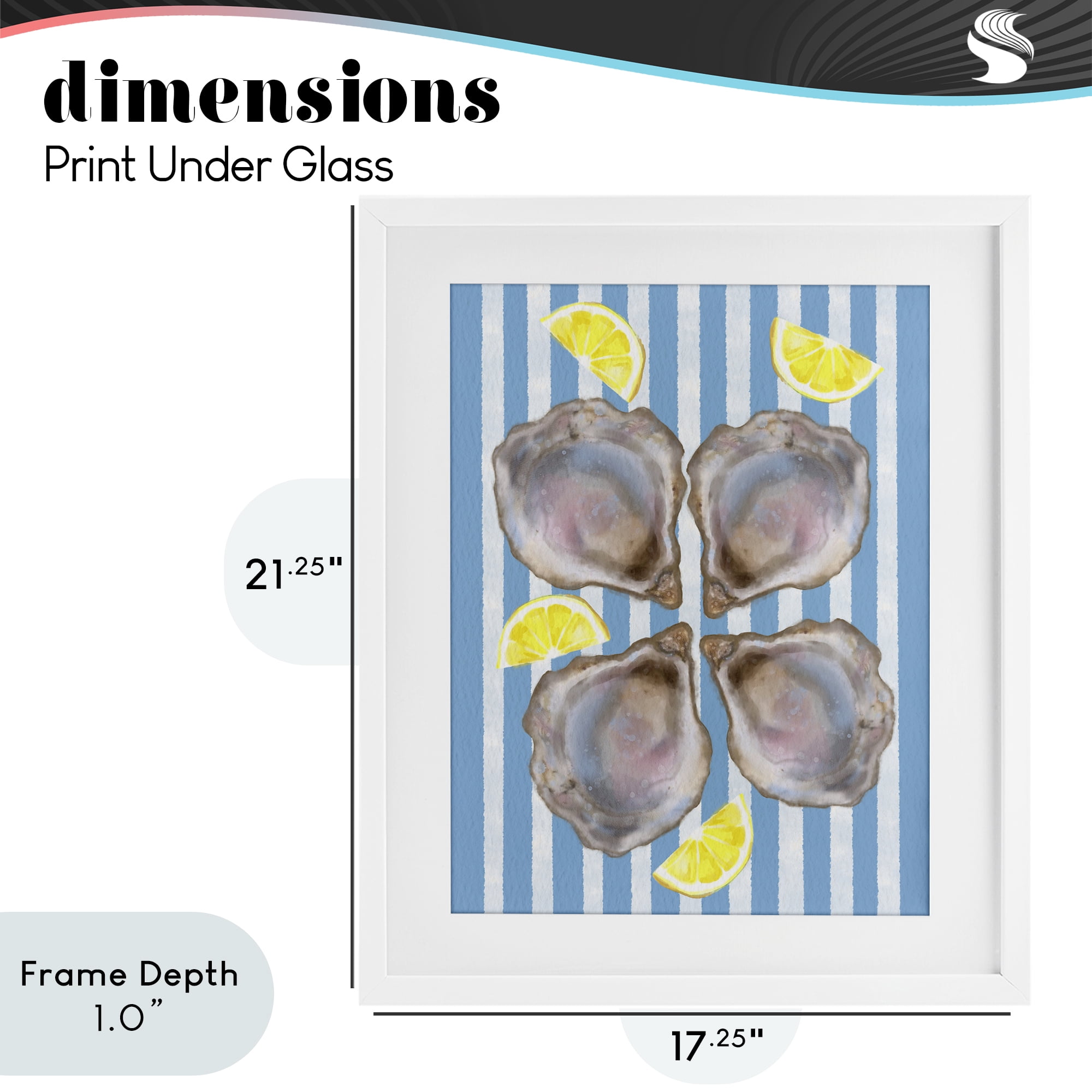 Stupell Industries Blue Stripe Oysters White Framed Print Under Glass, design by Matthew Piotrowicz
