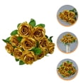 thumbnail image 5 of Zcyifa gold roses 1 Bunch Artificial Roses Flowers Lifelike Fake Rose 10 Heads Rose Bouquet Wedding Decoration, 5 of 10