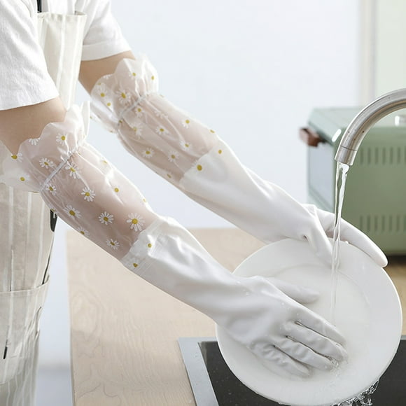 Dishwashing Gloves, EDHITNR Long Lasting Rubber Kitchen Gloves, Waterproof Durable Household Cleaning Gloves for Laundry Dishes Protection