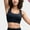 Black, variant on Women's Scalloped Edge Sports Bra Top with Wide Straps and Soft Stretch Fabric - Medium, Gray