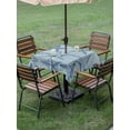 thumbnail image 4 of Outdoor Tablecloths with Umbrella Hole & Zipper, Navy Blue Starfish 60x60 Inch Square Tablecloths, Coastal Ocean Summer Sea Nautical Waterproof Table Cloth, Patio/Pool/Picnic Table Covers, 4 of 8