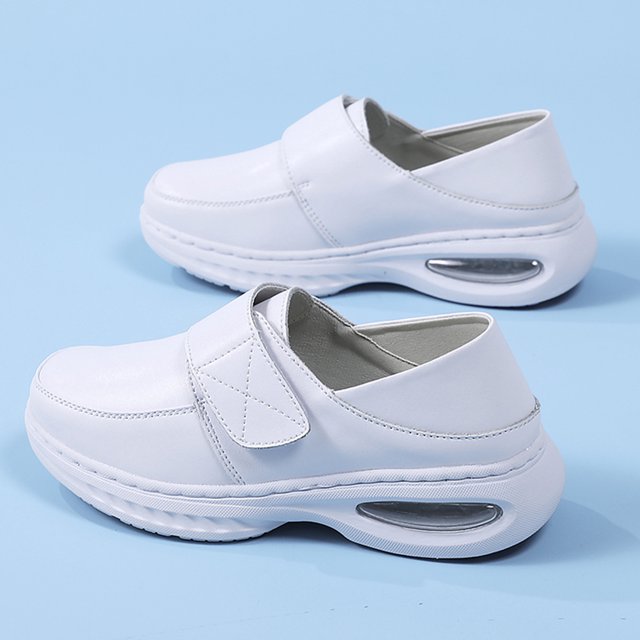 Zapatos de enfermería de la salud para mujeres zapatos de cuero de cuero sin aliento zapato de trabajo con el restaurante de trabajo suave