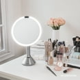 thumbnail image 4 of simplehuman 8" Round Sensor Makeup Mirror with Touch-Control Dual Light Settings, 5x Magnification, Rechargeable and Cordless, Brushed Stainless Steel, 4 of 10